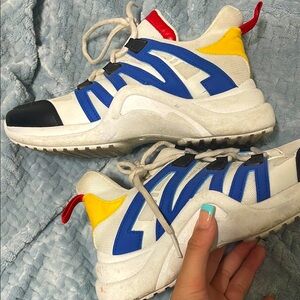 Fashion Nova Blue and Yellow Chunky Sneakers